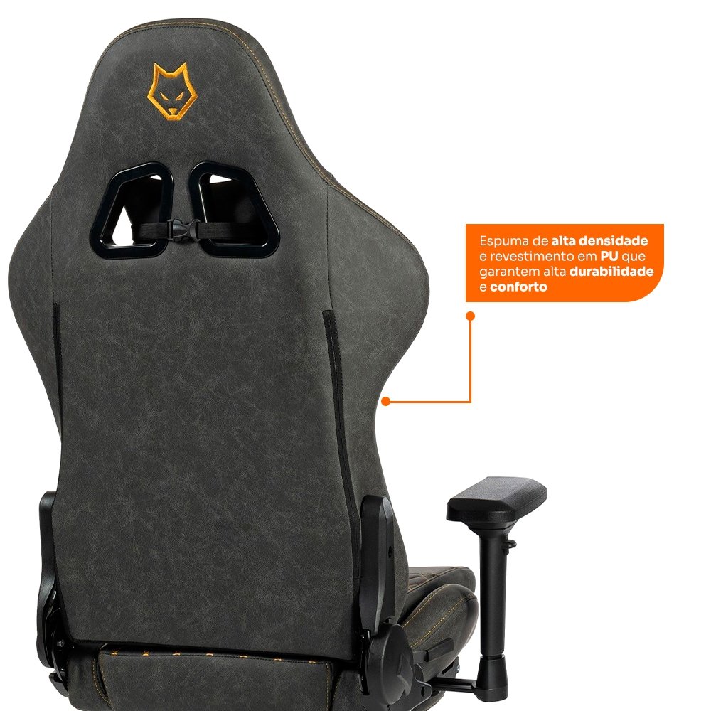 Cadeira Gamer Husky Tempest 4D, Até 145kg, Braços 4D, Almofadas, Reclinável 150º, PU, Descanso para Pés, Cinza -  HCG700CZ4D - view 8