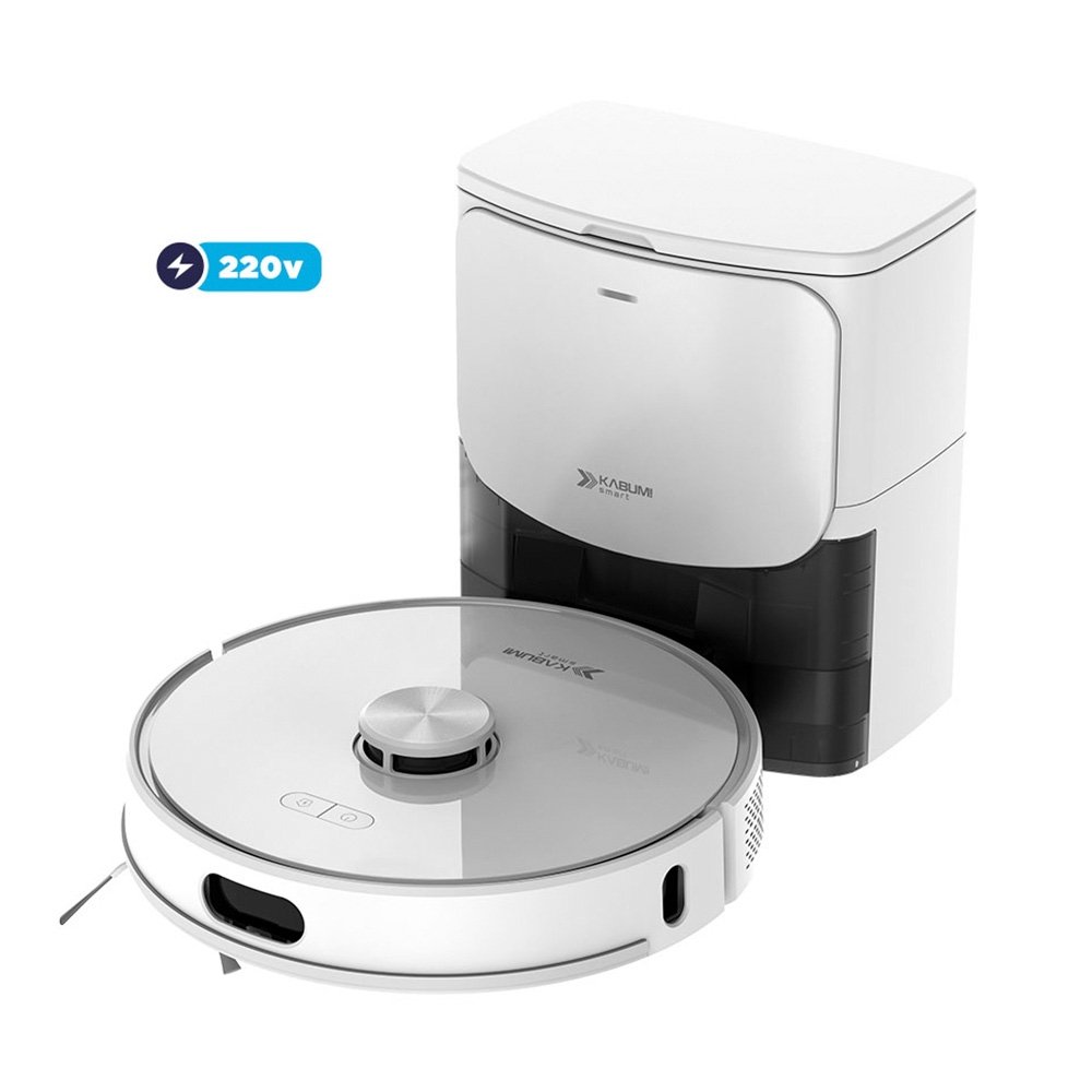 Robô Aspirador de Pó e Passa Pano KABUM! smart K1100, Mapeamento, MOP rotativo, Autolimpante, até 10000PA, APP, 220V, Branco - KSAR110020BR