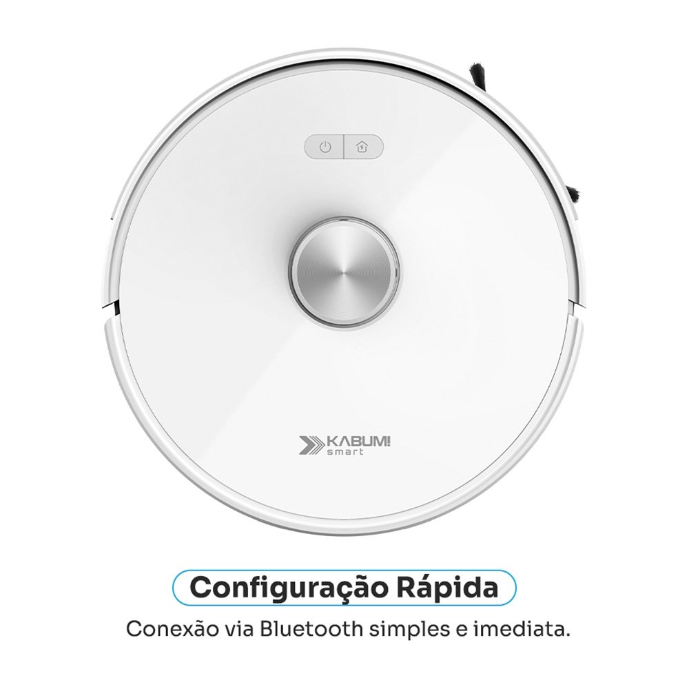 Robô Aspirador de Pó e Passa Pano KABUM! smart K1100, Mapeamento, MOP rotativo, Autolimpante, até 10000PA, APP, 220V, Branco - KSAR110020BR