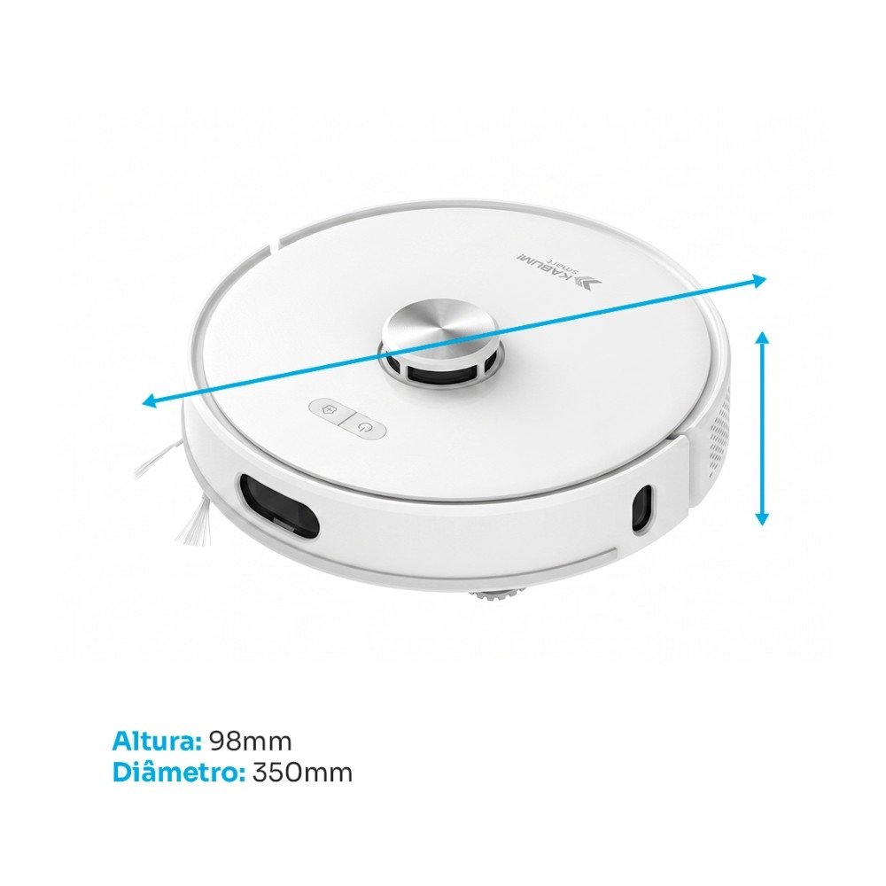 Robô Aspirador de Pó e Passa Pano KABUM! smart K1100, Mapeamento, MOP rotativo, Autolimpante, até 10000PA, APP, 220V, Branco - KSAR110020BR