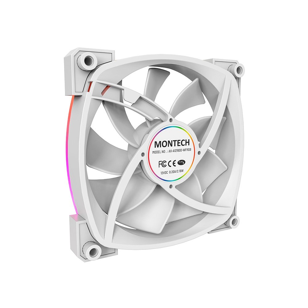 Ventoinha Montech AX120, 120mm, PWM, ARGB, Branco - AX120 PWM White Ventoinha Montech AX120, 120mm, PWM, ARGB, Branco - AX120 PWM White