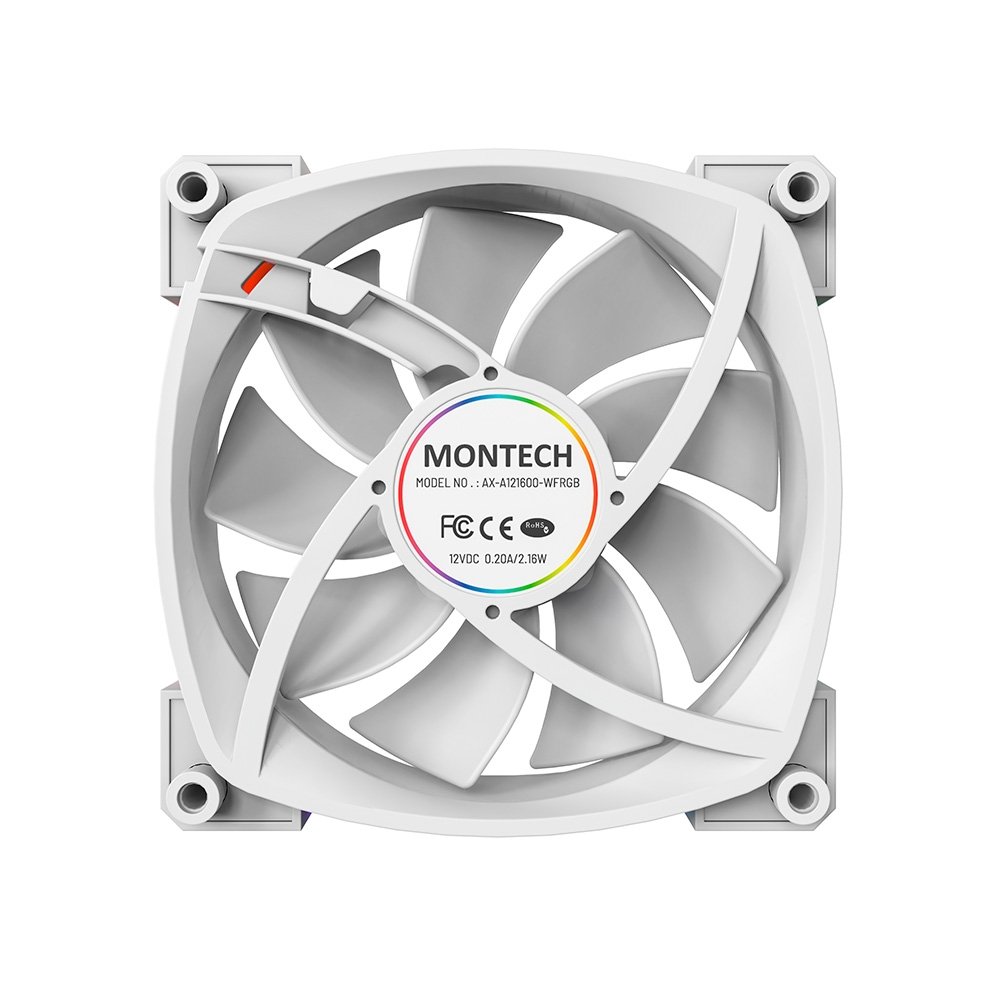 Ventoinha Montech AX120, 120mm, PWM, ARGB, Branco - AX120 PWM White Ventoinha Montech AX120, 120mm, PWM, ARGB, Branco - AX120 PWM White