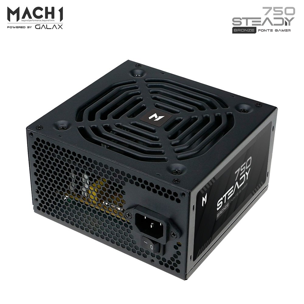 Fonte MACH1 Steady, 750W, 80 Plus Bronze, PFC Ativo, Preto - 750Steady Fonte MACH1 Steady, 750W, 80 Plus Bronze, PFC Ativo, Preto - 750Steady