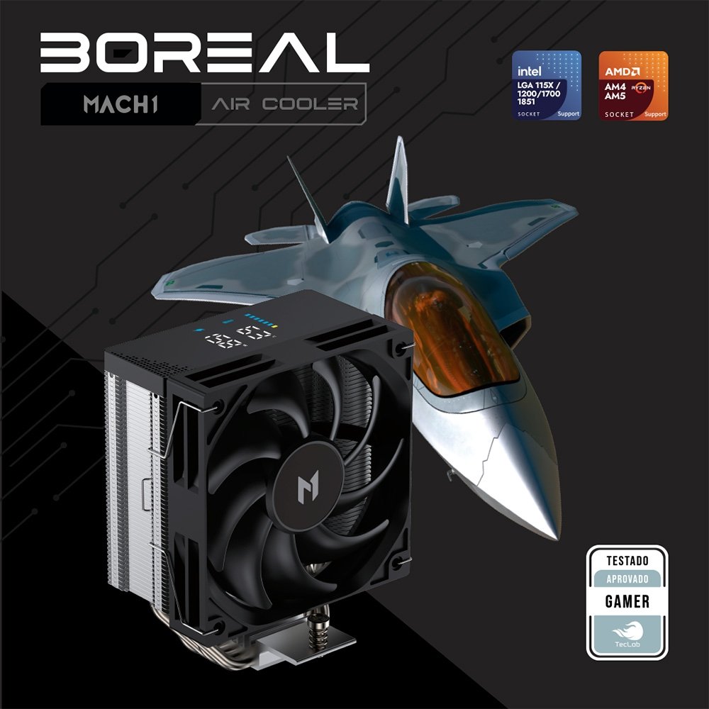 Air Cooler MACH1 BOREAL, Digital, AMD e Intel, 120mm, Preto - B40 DIG V2