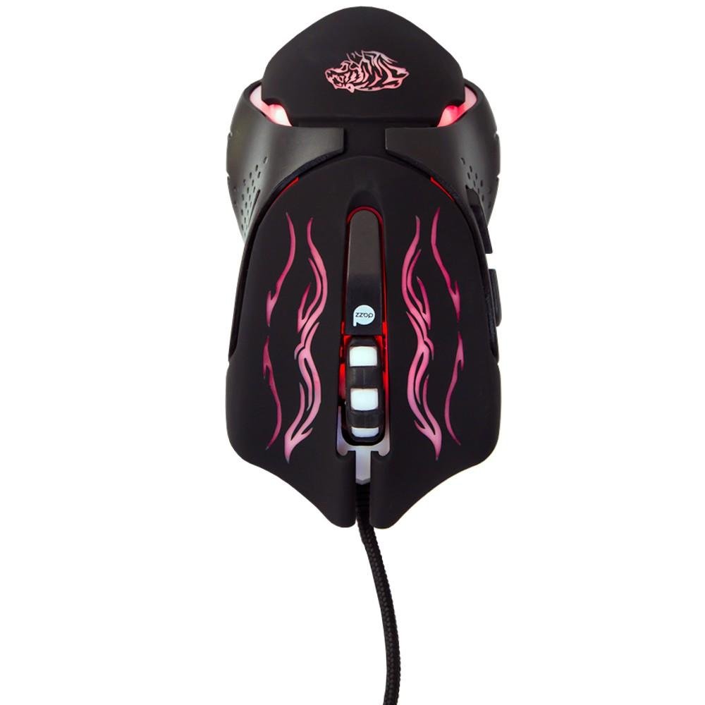 Darez Mouse Mouse Gamer Dazz Black Tiger 2400DPI, Leitor Infravermelho, USB 2.0