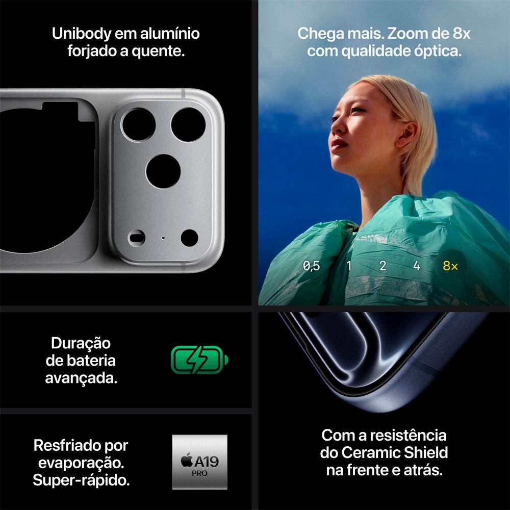iPhone 17 Pro Max Apple 256GB, Câmera Tripla Fusion de 48MP, Tela 6.9" Super Retina XDR, Laranja-cósmico
