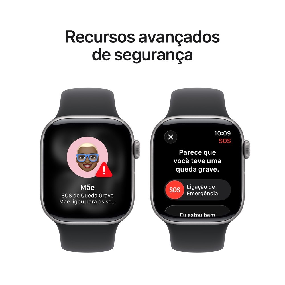 Apple Watch Series 11 GPS, Caixa Cinza-espacial de Alumínio de 42 mm, Pulseira Esportiva Preta, Tamanho P/M - MEQW4AM/A