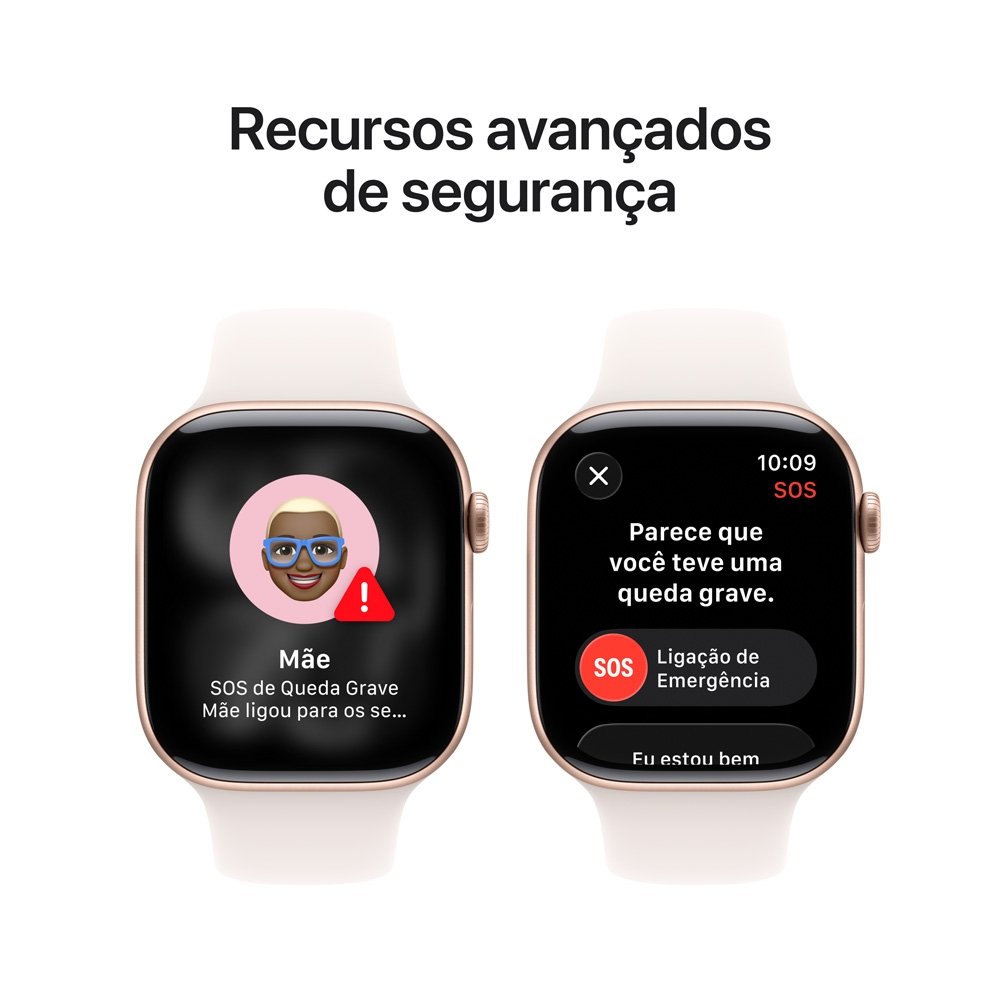 Apple Watch Series 11 GPS, Caixa Cor de Ouro Rosa de Alumínio de 46 mm, Pulseira Esportiva Blush-clara, Tamanho P/M - MEV64AM/A