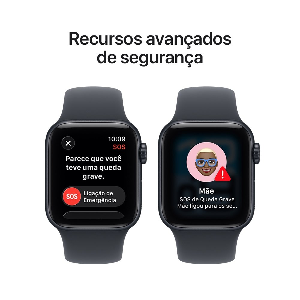 Apple Watch SE 3 GPS, Caixa Meia-noite de Alumínio de 44 mm, Pulseira Esportiva Meia-noite, Tamanho M/G - MEHQ4AM/A