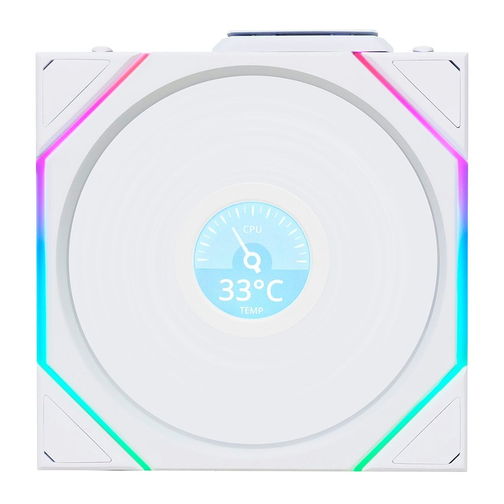 Kit com 3 Ventoinhas Lian Li UNI FAN TL LCD, 120mm, ARGB, Branco - 12TLLCD1W3W