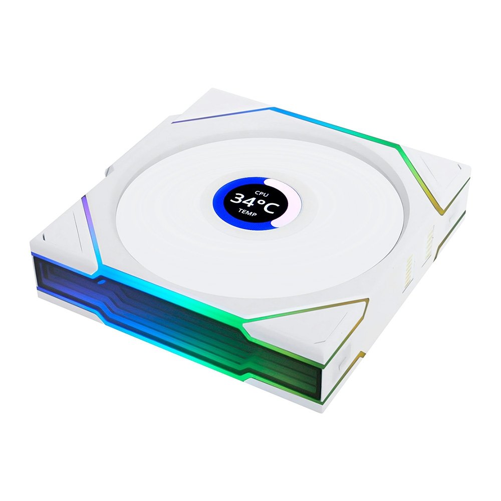 Kit com 3 Ventoinhas Lian Li UNI FAN TL LCD, 120mm, ARGB, Branco - 12TLLCD1W3W