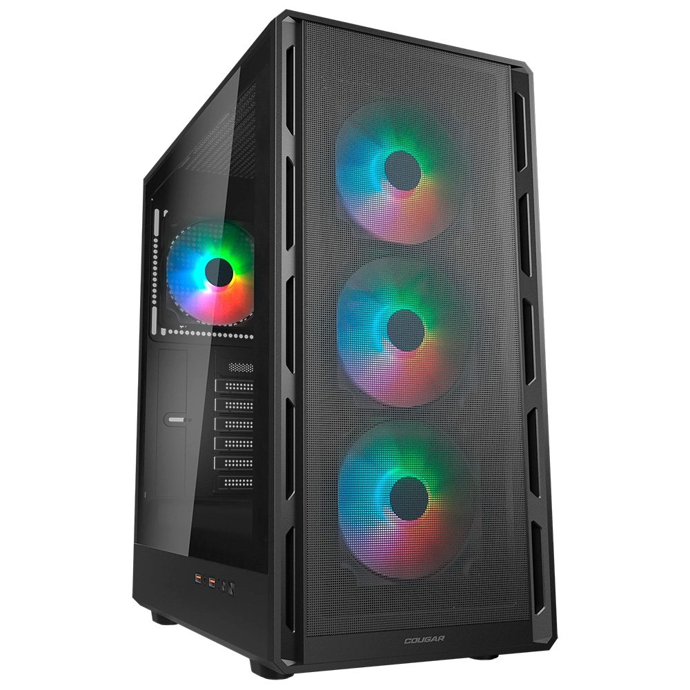 Gabinete Gamer Cougar MX600, Mid Tower, RGB, ATX, Lateral em Vidro Temperado, com 4 Fans, Preto - 382GA50.0001