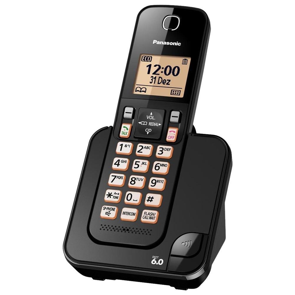 Telefone Panasonic Sem Fio KX-TGC350LBB Preto Telefone Panasonic Sem Fio KX-TGC350LBB Preto