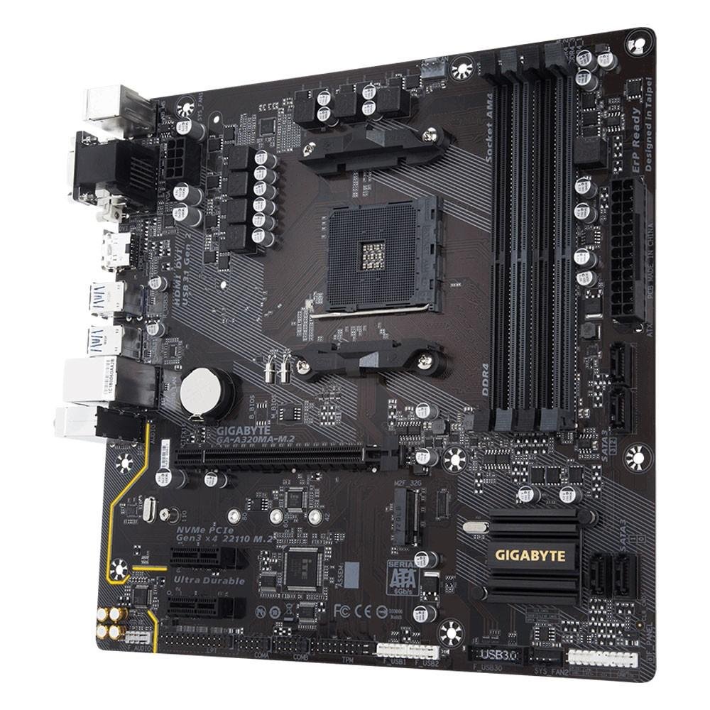 Placa-Mãe Gigabyte GA-A320MA-M.2, AMD AM4, mATX, DDR4 Placa-Mãe Gigabyte GA-A320MA-M.2, AMD AM4, mATX, DDR4
