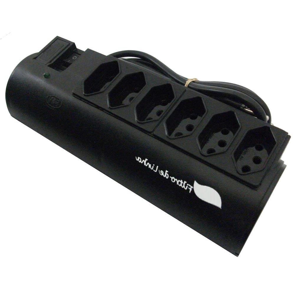 Filtro de Linha PW com Proteção Contra Surtos, Bivolt, 6 Tomadas, Preto - 254
