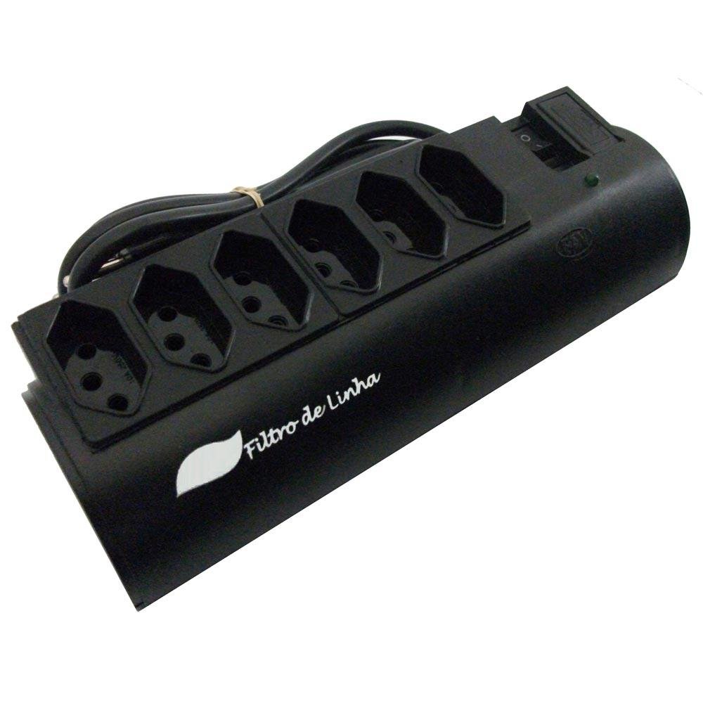 Filtro de Linha PW com Proteção Contra Surtos, Bivolt, 6 Tomadas, Preto - 254