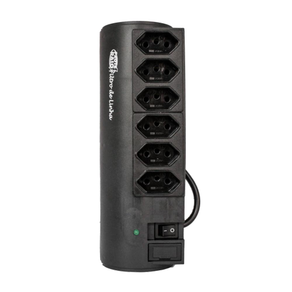 Filtro de Linha PW com Proteção Contra Surtos, Bivolt, 6 Tomadas, Preto - 254