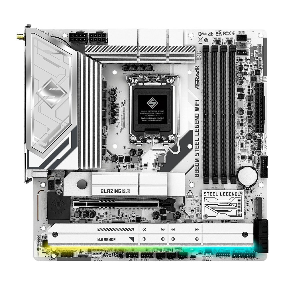 Placa-Mãe ASRock B860M Steel Legend WiFi, Intel LGA1851 B860, Micro ATX, DDR5 - 90-MXBQF Placa-Mãe ASRock B860M Steel Legend WiFi, Intel LGA1851 B860, Micro ATX, DDR5 - 90-MXBQF