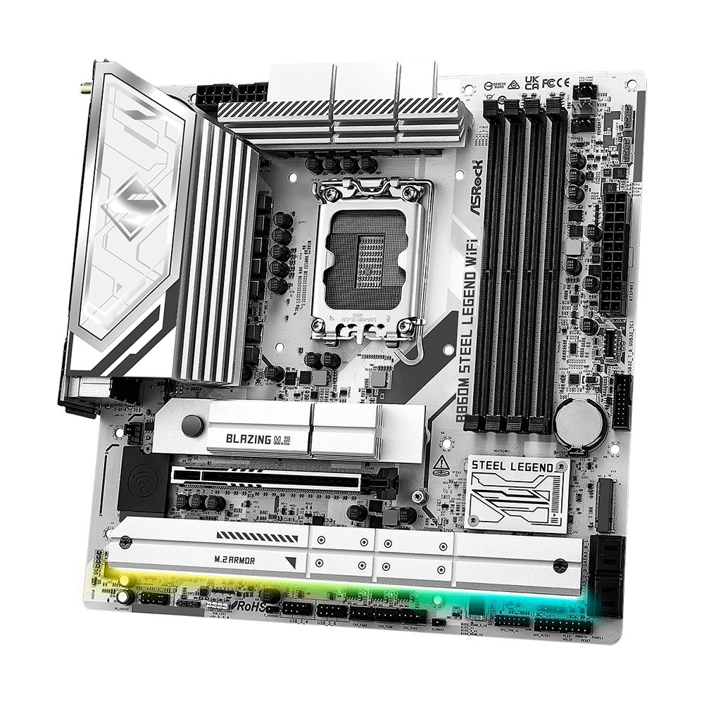 Placa-Mãe ASRock B860M Steel Legend WiFi, Intel LGA1851 B860, Micro ATX, DDR5 - 90-MXBQF Placa-Mãe ASRock B860M Steel Legend WiFi, Intel LGA1851 B860, Micro ATX, DDR5 - 90-MXBQF