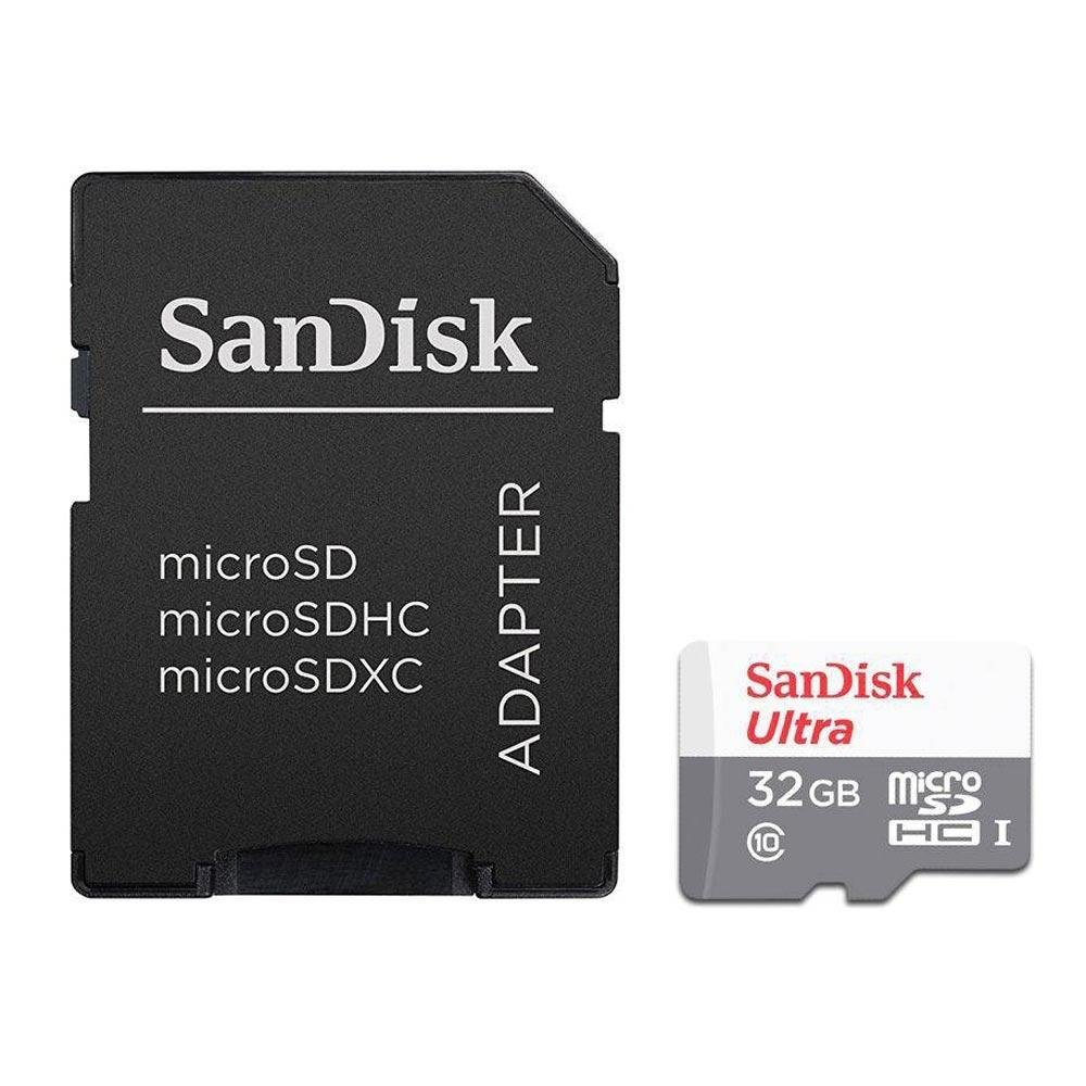 Cartão de Memória SanDisk 32GB Micro SD Classe 10 Vel. Até 80MB/s a Prova de Água p/ Smartphone SDSQUNS-032G-GN3MA Cartão de Memória SanDisk 32GB Micro SD Classe 10 Vel. Até 80MB/s a Prova de Água p/ Smartphone SDSQUNS-032G-GN3MA