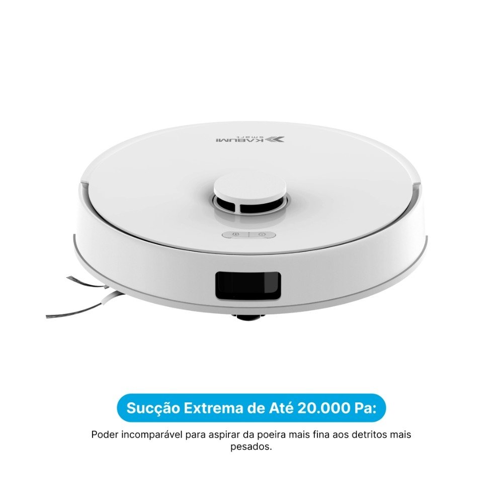 Robô Aspirador e passa pano KABUM! smart K4000, Base Autolimpante, MOP Duplo Extensível, IA, 20000PA, 127V, Branco - KSAR400010BR