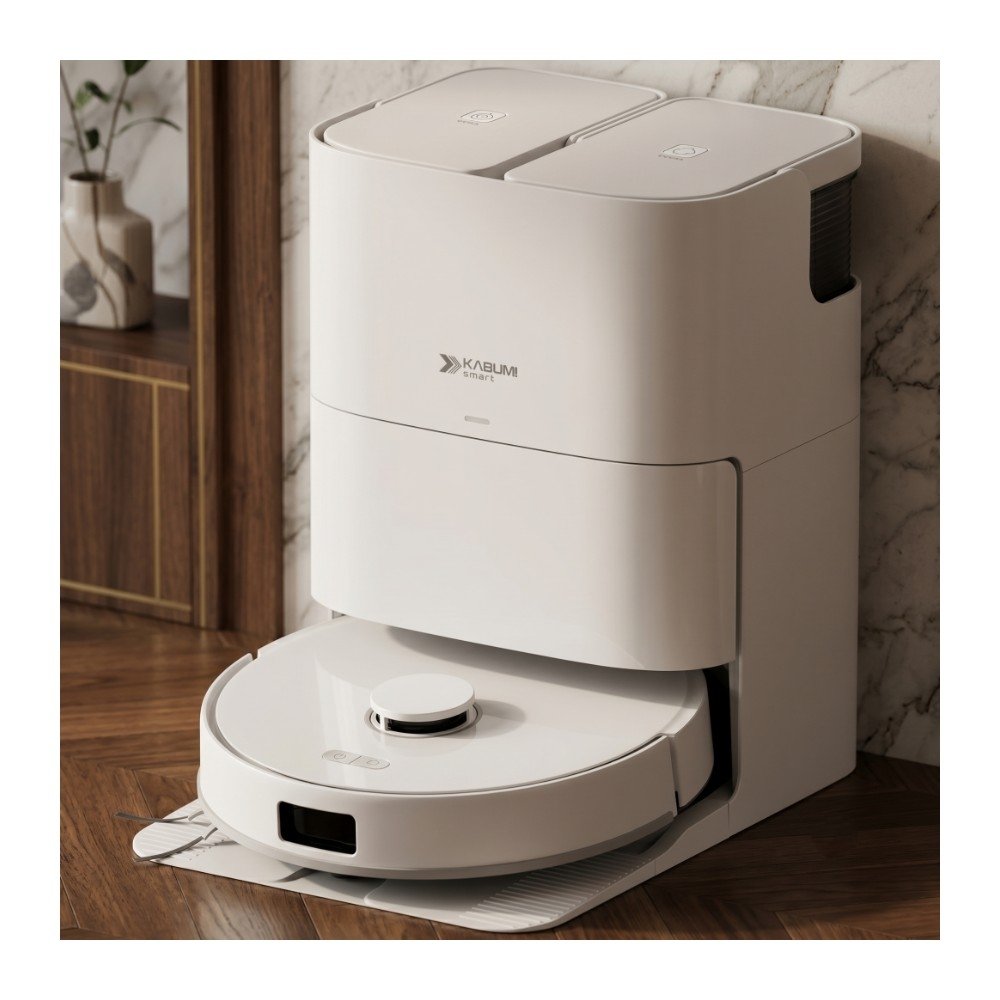Robô Aspirador e passa pano KABUM! smart K4000, Base Autolimpante, MOP Duplo Extensível, IA, 20000PA, 127V, Branco - KSAR400010BR