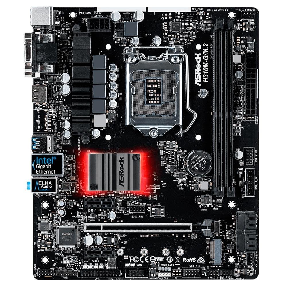 Placa-Mãe ASRock H310M-G/M.2, Intel LGA 1151, mATX, DDR4