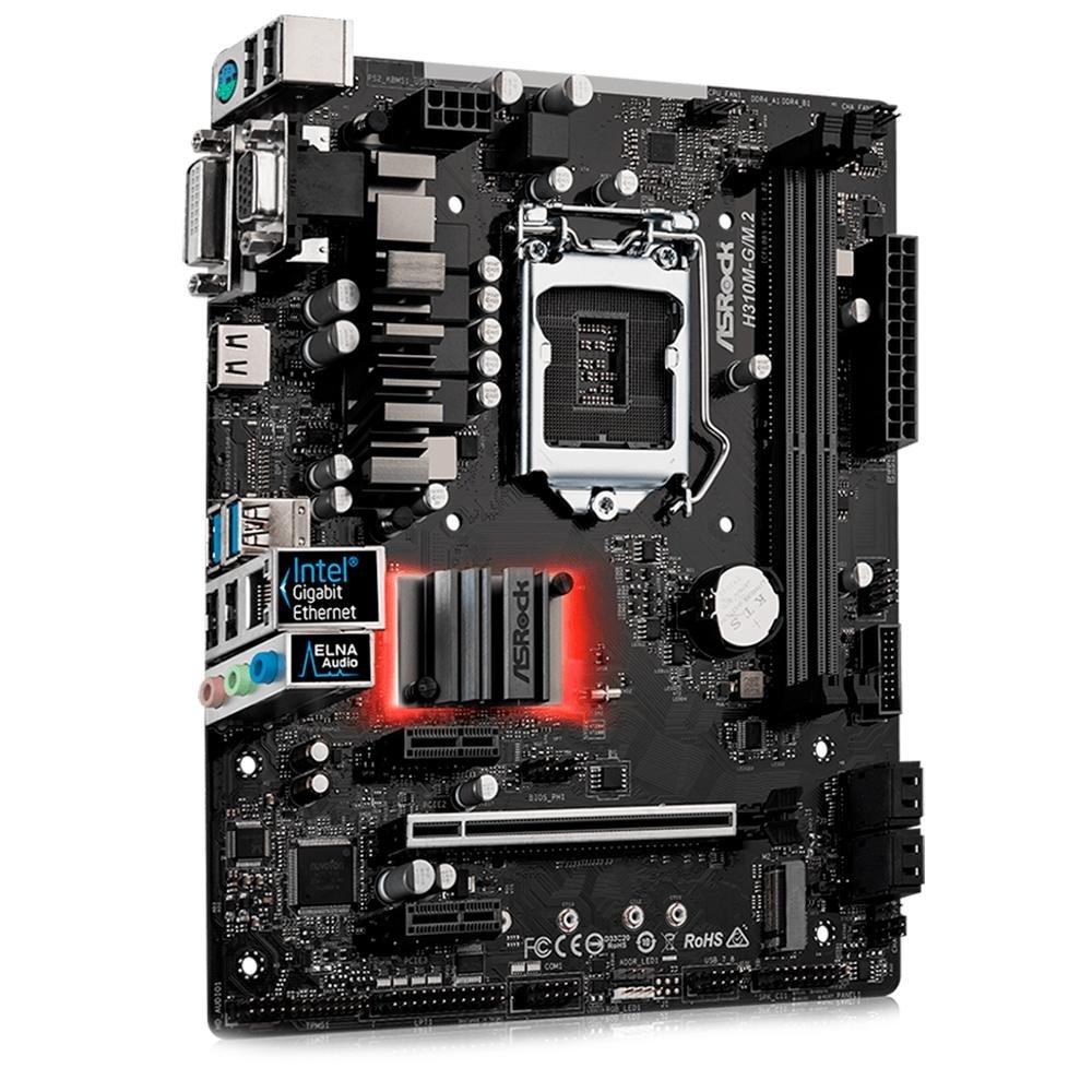 Placa-Mãe ASRock H310M-G/M.2, Intel LGA 1151, mATX, DDR4