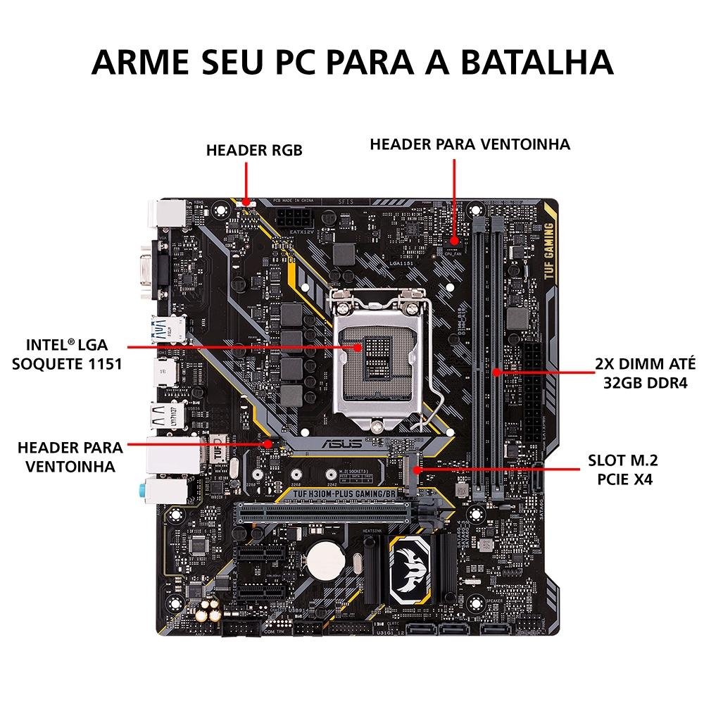 Placa-Mãe ASUS TUF Gaming H310M-Plus/BR, Intel LGA 1151, mATX, DDR4, Preto - TUF H310M-Plus Gaming/BR