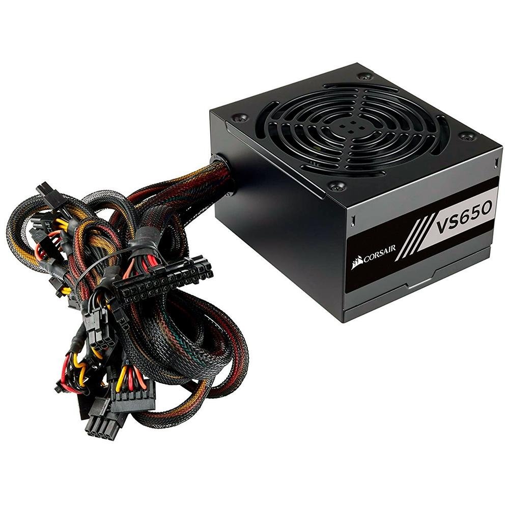 Fonte Corsair VS650, 650W, 80 Plus White, Sem Cabo, Preto - CP-9020172