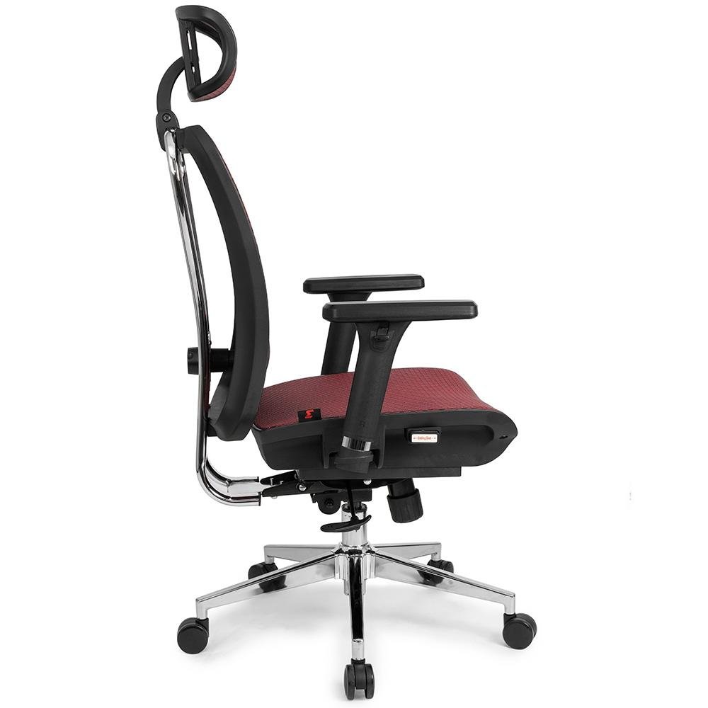 Cadeira de Escritório Ergonômica DT3 Moira, Até 150kg, Apoio de Cabeça e Braço 3D, Cilindro Classe 4, Red - 11216-1