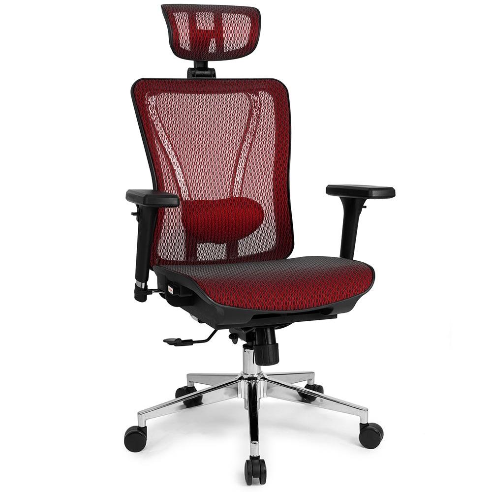 Cadeira de Escritório Ergonômica DT3 Moira, Até 150kg, Apoio de Cabeça e Braço 3D, Cilindro Classe 4, Red - 11216-1