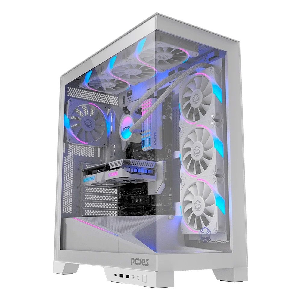 Gabinete Gamer PCYES Forcefield Flow, Mid Tower, RGB, Lateral em Vidro, White Ghost - Gfffwg Gabinete Gamer PCYES Forcefield Flow, Mid Tower, RGB, Lateral em Vidro, White Ghost - Gfffwg