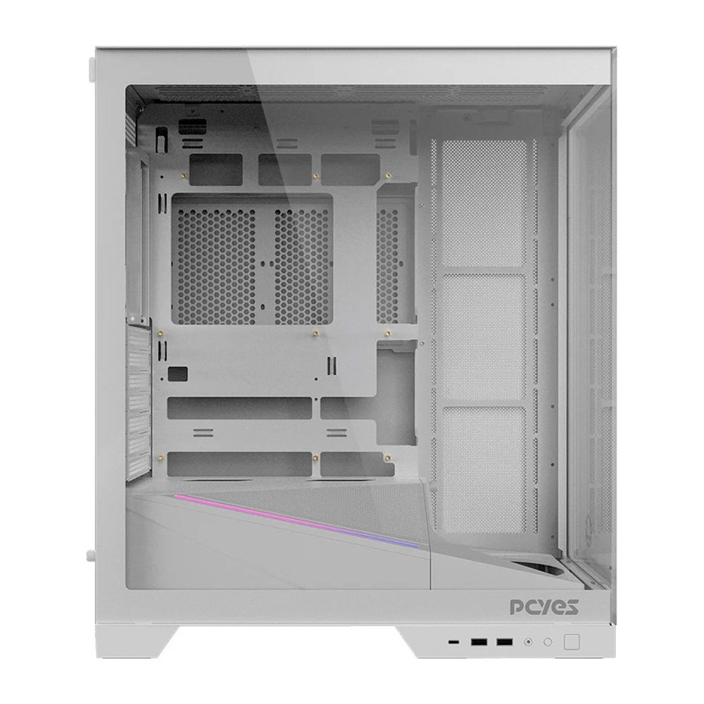 Gabinete Gamer PCYES Forcefield Flow, Mid Tower, RGB, Lateral em Vidro, White Ghost - Gfffwg Gabinete Gamer PCYES Forcefield Flow, Mid Tower, RGB, Lateral em Vidro, White Ghost - Gfffwg