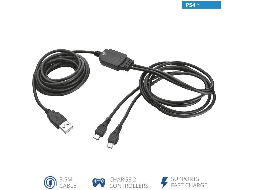 Cabo Trust Micro-usb Duo Charge Cable Gxt 222 - Ps4