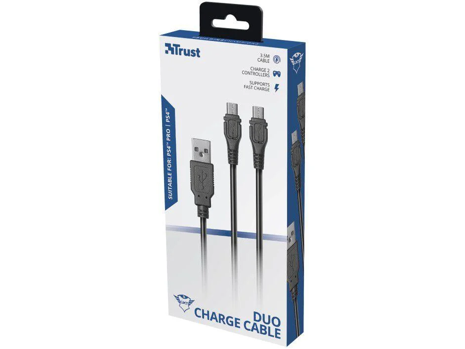 Cabo Trust Micro-usb Duo Charge Cable Gxt 222 - Ps4