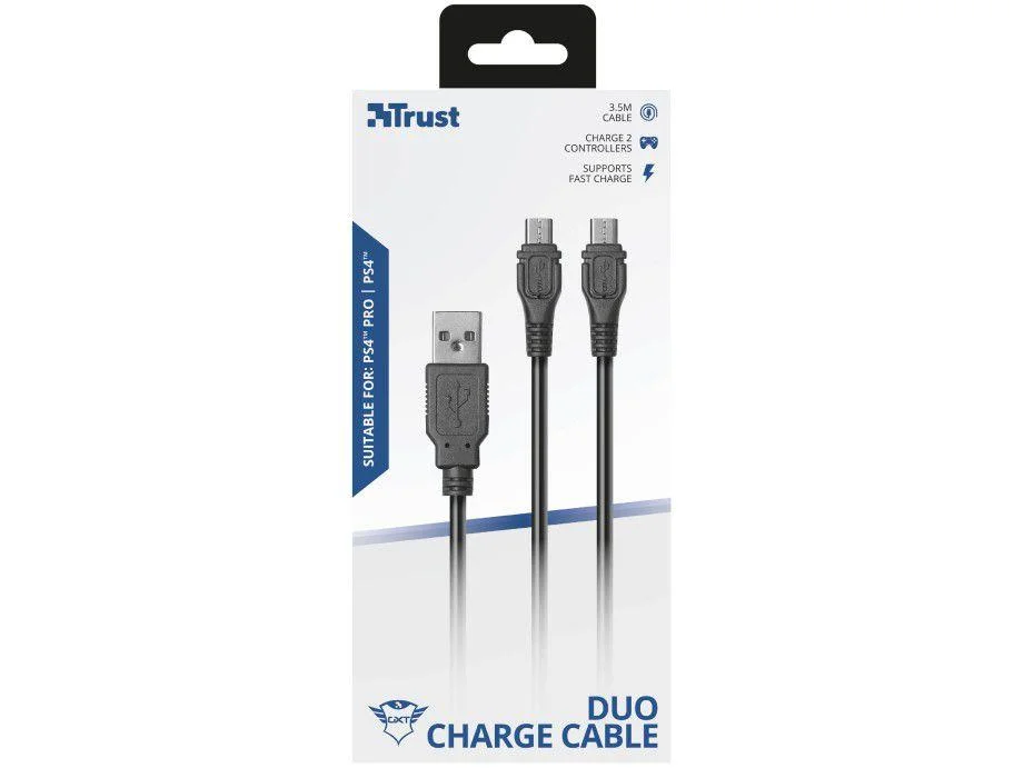 Cabo Trust Micro-usb Duo Charge Cable Gxt 222 - Ps4