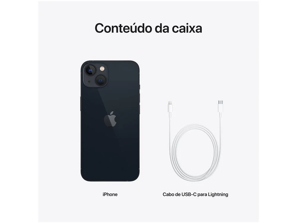 Apple iPhone 13, 512GB, Meia-Noite, Tela 6.1