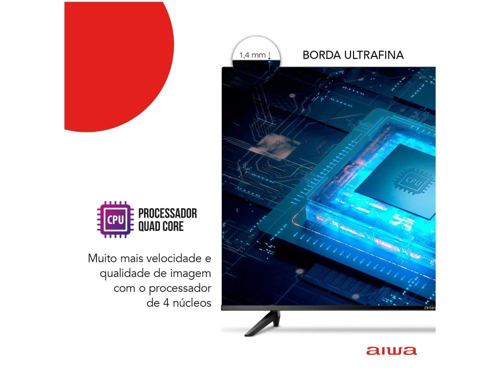 Smart TV AIWA, 50 Polegadas, 4K, Borda Infinita, Preto, Bivolt - AW-BL-01 Smart TV AIWA, 50 Polegadas, 4K, Borda Infinita, Preto, Bivolt - AW-BL-01