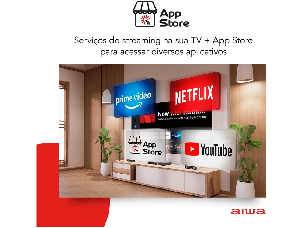 Smart TV AIWA, 50 Polegadas, 4K, Borda Infinita, Preto, Bivolt - AW-BL-01 Smart TV AIWA, 50 Polegadas, 4K, Borda Infinita, Preto, Bivolt - AW-BL-01