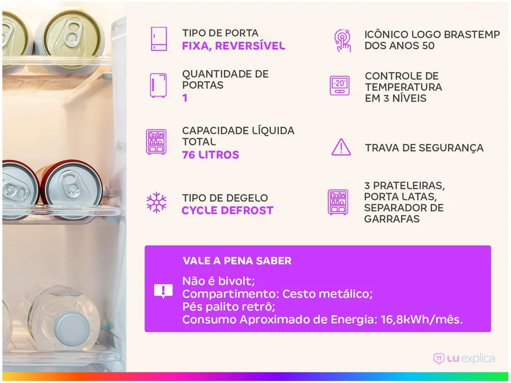 Frigobar Brastemp 76L Marsála Retrô BRA08HG