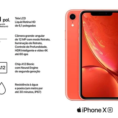 iPhone XR Apple 64GB Coral 6,1” 12MP iOS