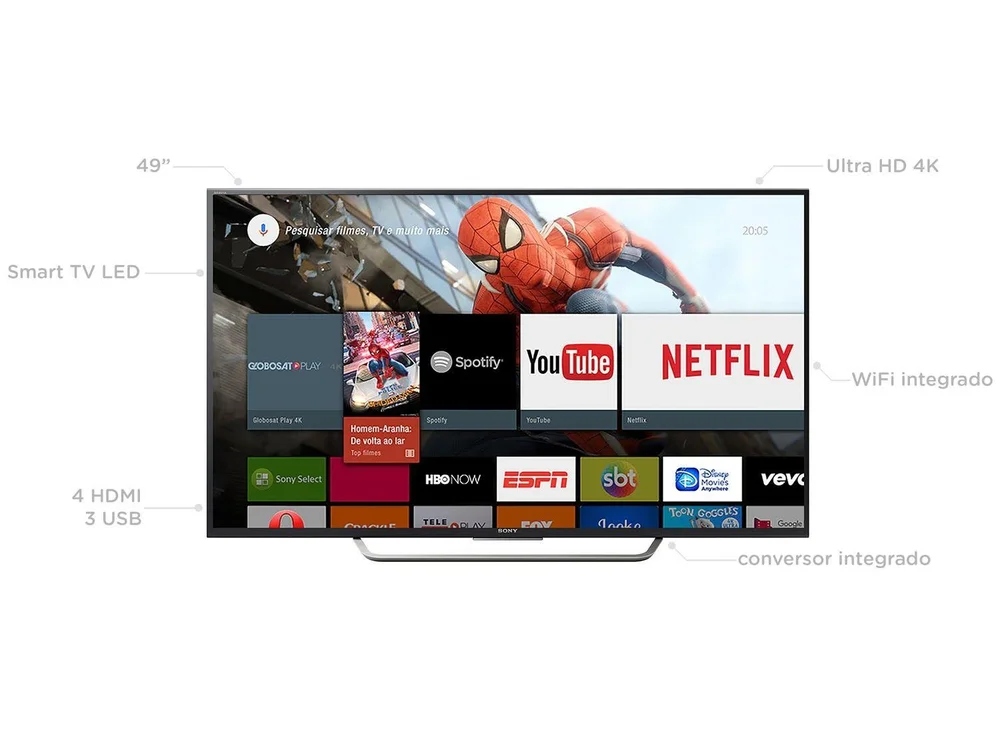 Smart TV LED 49” Sony 4K Ultra HD KD-49X7005D