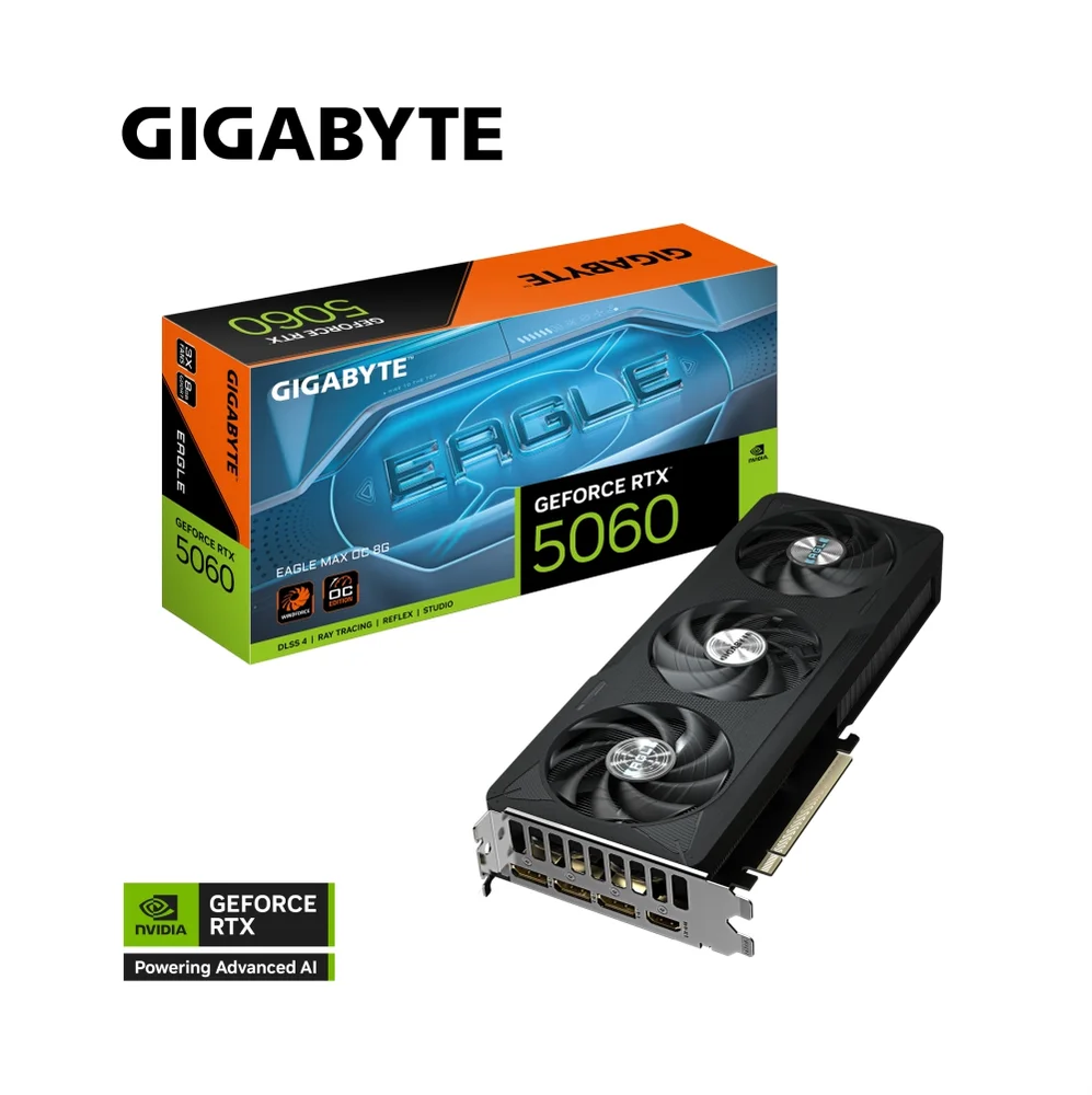 Placa De Video Gigabyte RTX 5060 Eagle Max Oc 8GB Gddr7 128bits - Gv-n5060eaglemax Oc-8gd Placa De Video Gigabyte RTX 5060 Eagle Max Oc 8GB Gddr7 128bits - Gv-n5060eaglemax Oc-8gd