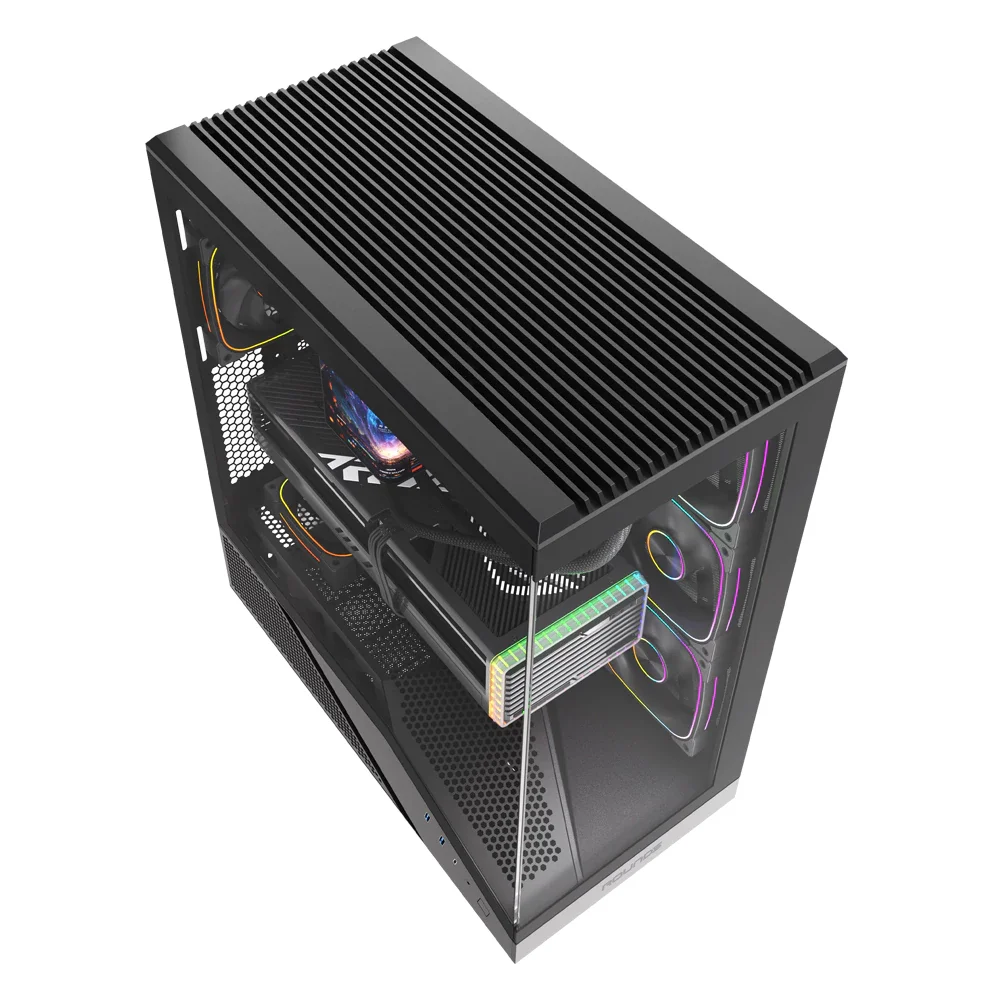 Gabinete Gamer Round5 Icebox Black Atxcom 4 Fans Vidro Fontal Sem Fonte - 7411 Gabinete Gamer Round5 Icebox Black Atxcom 4 Fans Vidro Fontal Sem Fonte - 7411