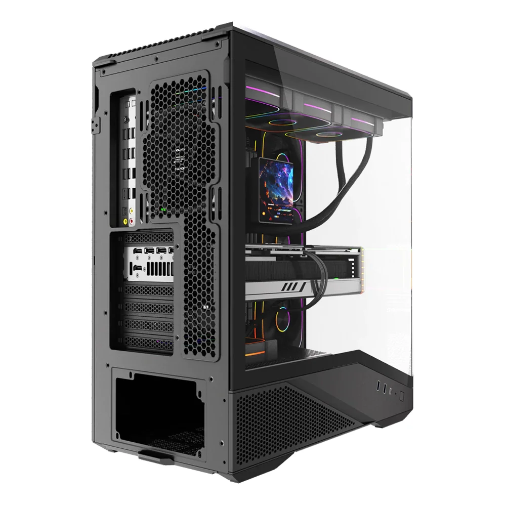 Gabinete Gamer Round5 Icebox Black Atxcom 4 Fans Vidro Fontal Sem Fonte - 7411 Gabinete Gamer Round5 Icebox Black Atxcom 4 Fans Vidro Fontal Sem Fonte - 7411