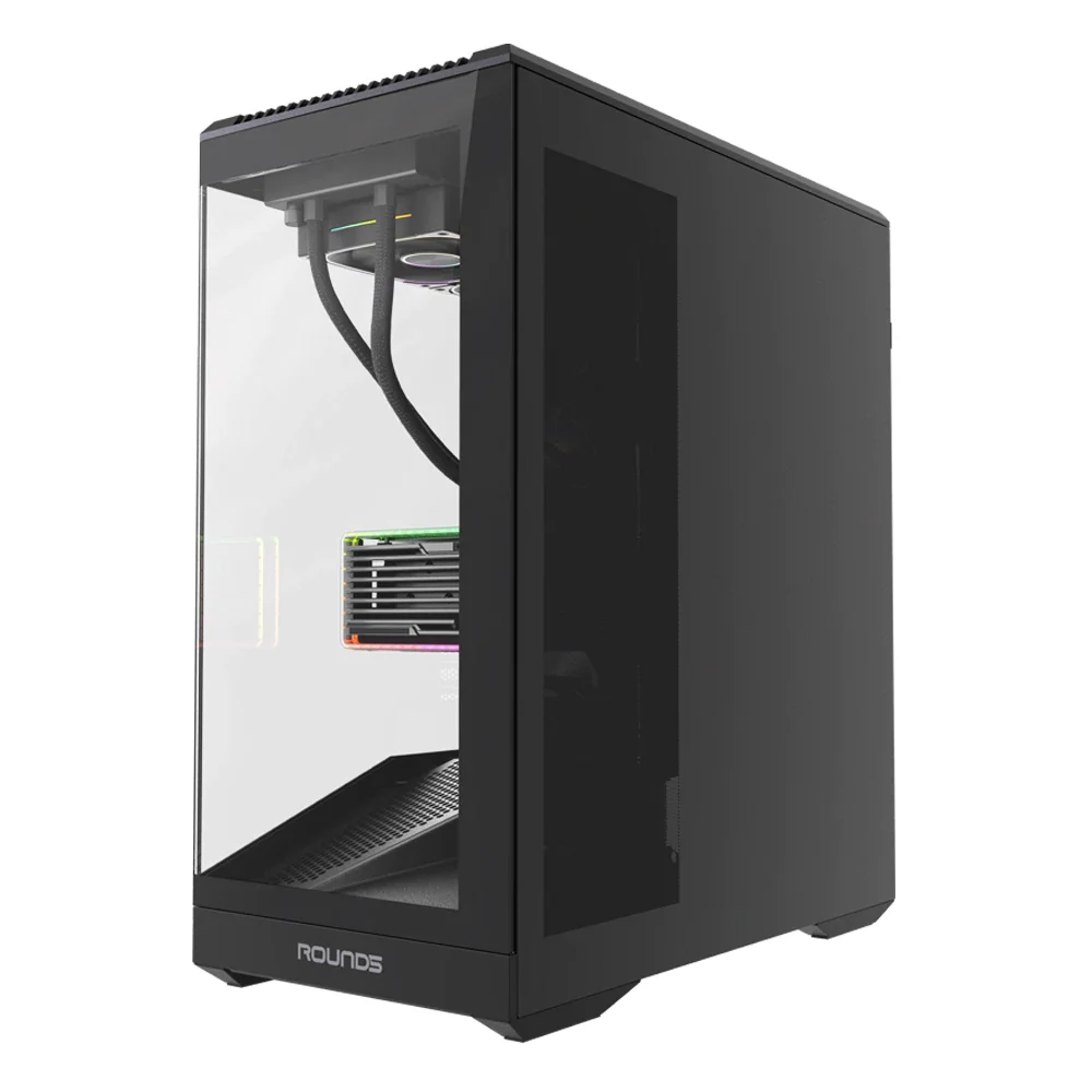 Gabinete Gamer Round5 Icebox Black Atxcom 4 Fans Vidro Fontal Sem Fonte - 7411 Gabinete Gamer Round5 Icebox Black Atxcom 4 Fans Vidro Fontal Sem Fonte - 7411