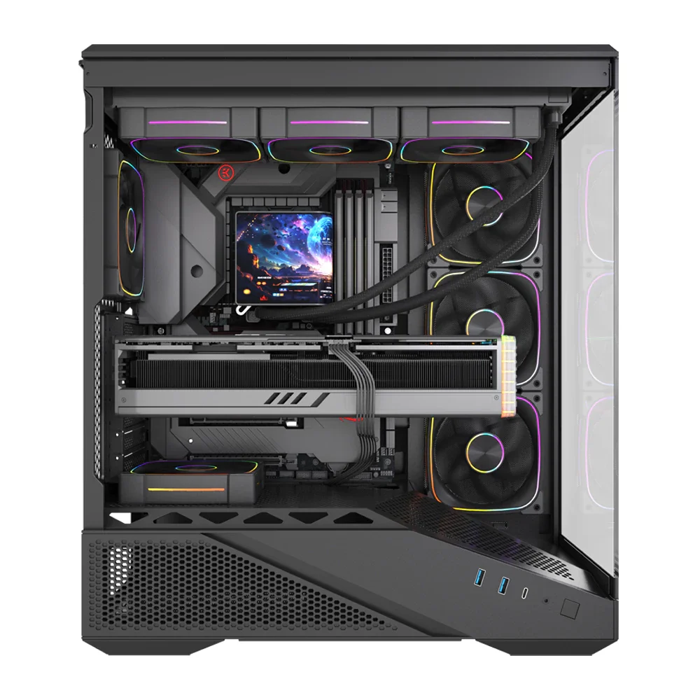 Gabinete Gamer Round5 Icebox Black Atxcom 4 Fans Vidro Fontal Sem Fonte - 7411 Gabinete Gamer Round5 Icebox Black Atxcom 4 Fans Vidro Fontal Sem Fonte - 7411