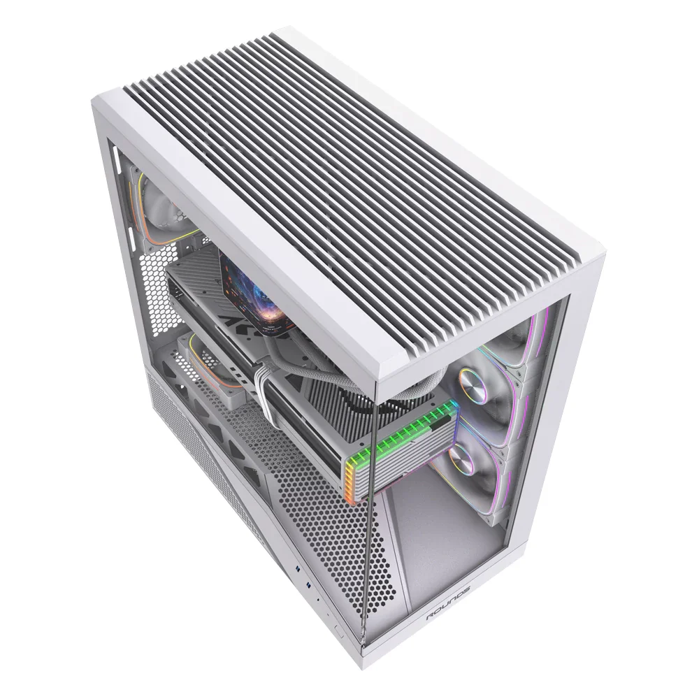 Gabinete Gamer Round5 Icebox White Atxcom 4 Fans Vidro Fontal Sem Fonte - 7412 Gabinete Gamer Round5 Icebox White Atxcom 4 Fans Vidro Fontal Sem Fonte - 7412