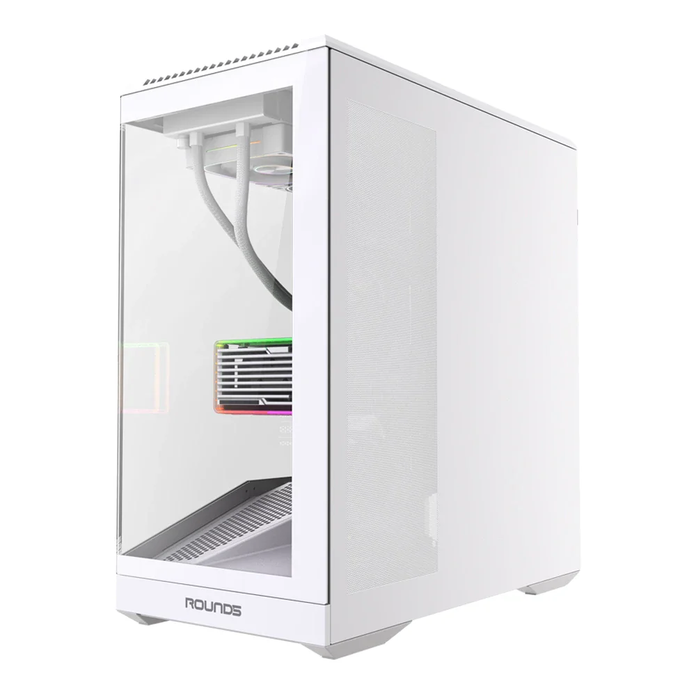 Gabinete Gamer Round5 Icebox White Atxcom 4 Fans Vidro Fontal Sem Fonte - 7412 Gabinete Gamer Round5 Icebox White Atxcom 4 Fans Vidro Fontal Sem Fonte - 7412